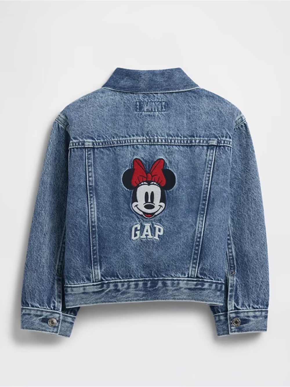 GAP Blue Denim Jacket with Minnie Mouse Patch and Red Bow